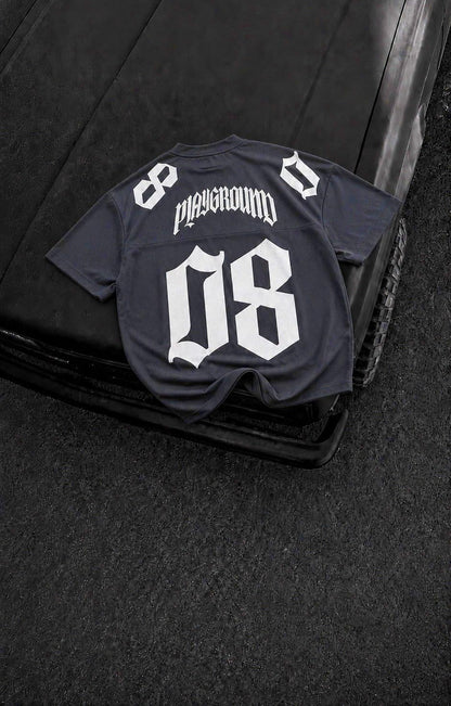 Men's Black 08 Graphic Jersey T-Shirt – Oversized Streetwear
