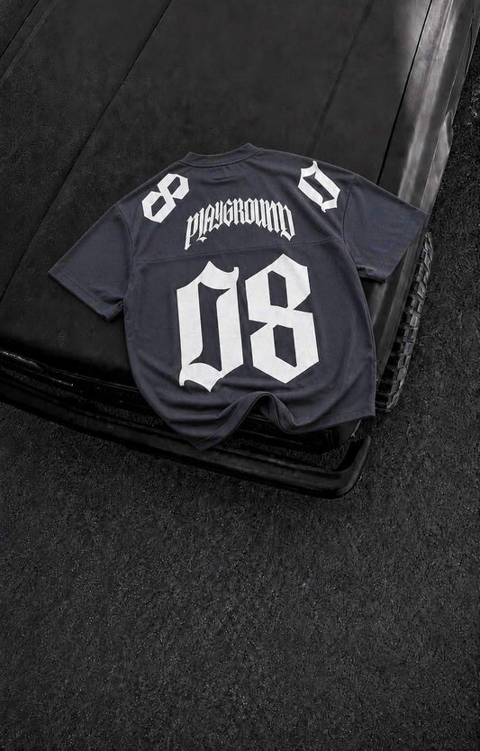 Men's Black 08 Graphic Jersey T-Shirt – Oversized Streetwear